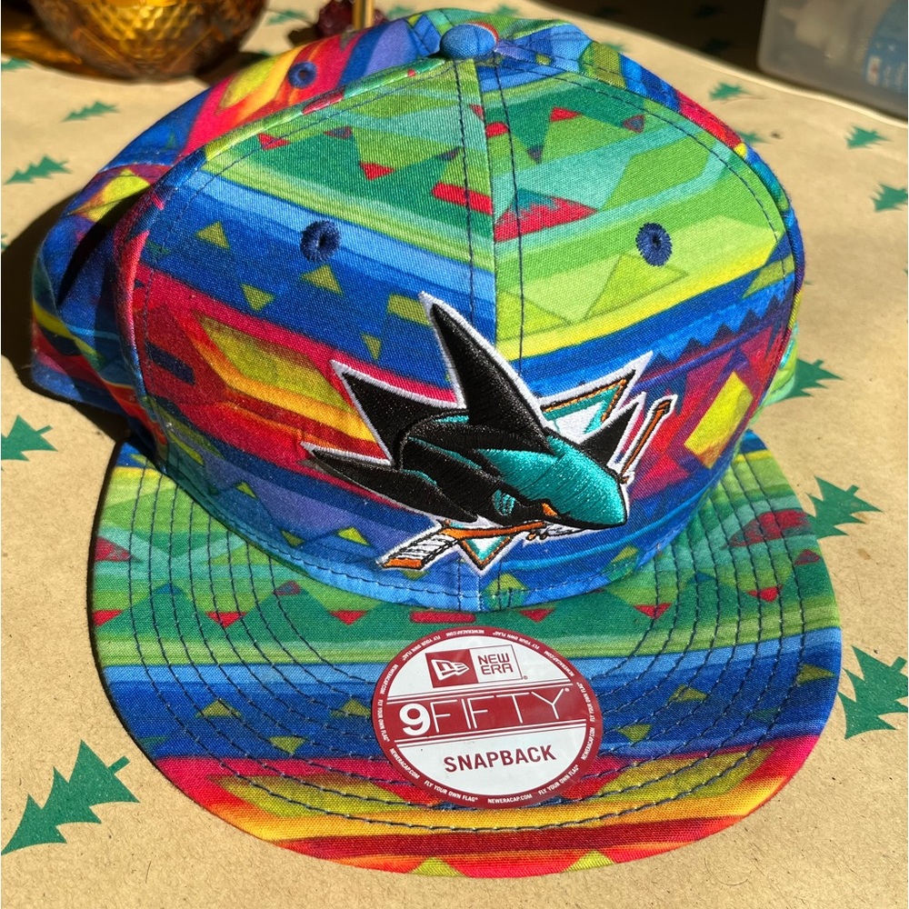 Sharks rainbow geometric snapback